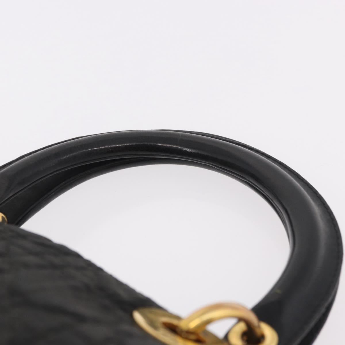 Christian Dior Canage Hand Bag Canvas Black Gold Auth bs35917