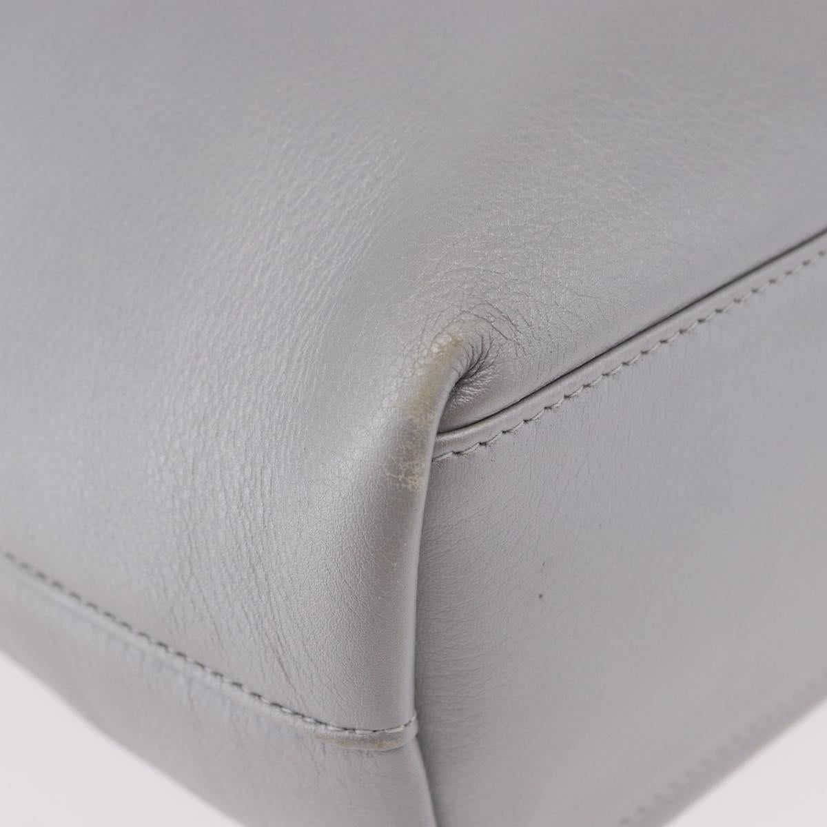 Christian Dior Maris Pearl Hand Bag Leather Silver Auth bs35918A