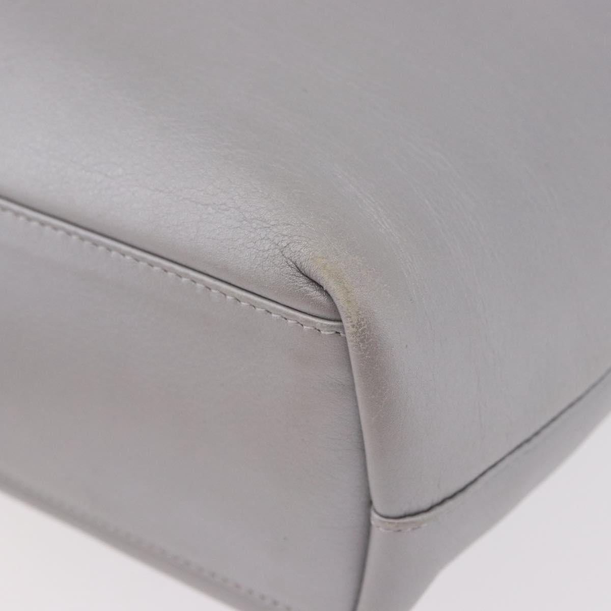 Christian Dior Maris Pearl Hand Bag Leather Silver Auth bs35918A