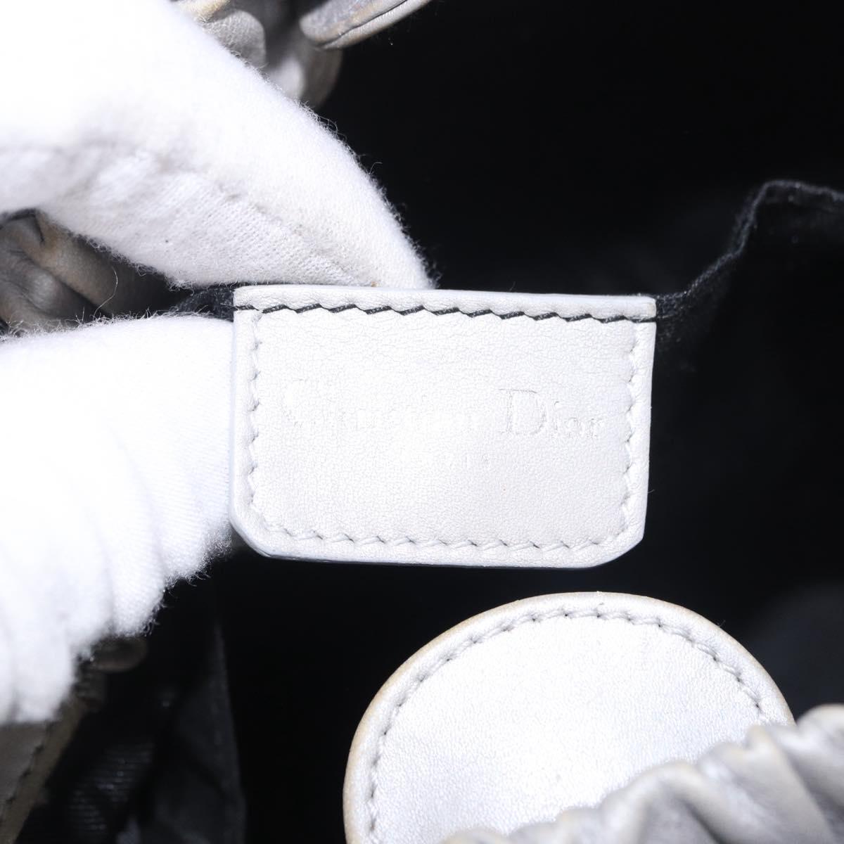 Christian Dior Maris Pearl Hand Bag Leather Silver Auth bs35918A