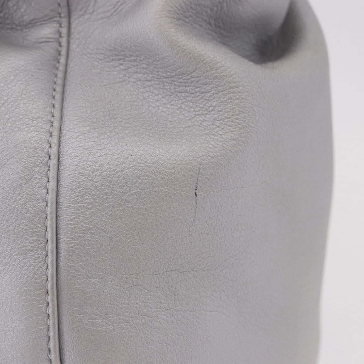Christian Dior Maris Pearl Hand Bag Leather Silver Auth bs35918A