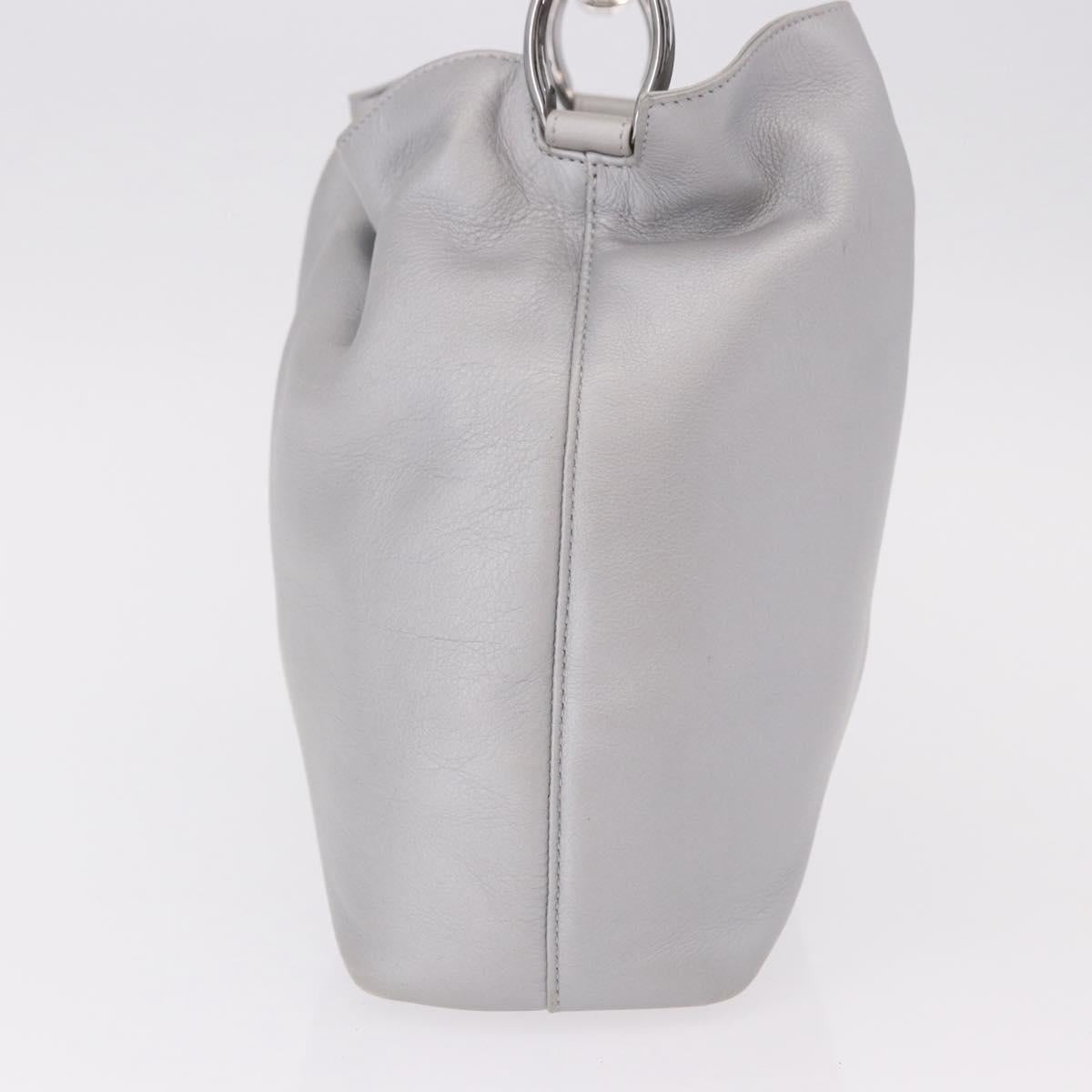 Christian Dior Maris Pearl Hand Bag Leather Silver Auth bs35918A