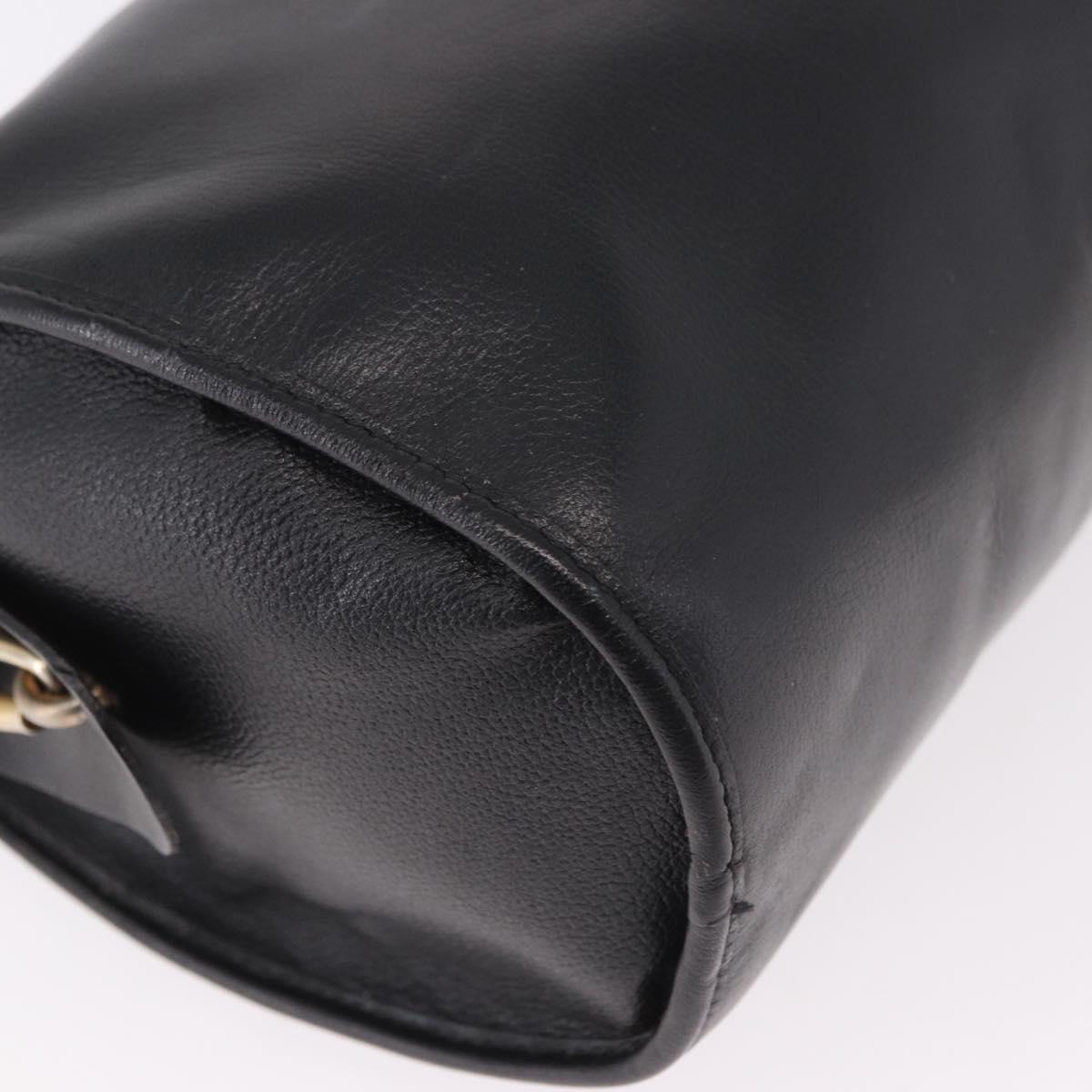 Christian Dior Shoulder Bag Leather Black Gold Auth bs35919