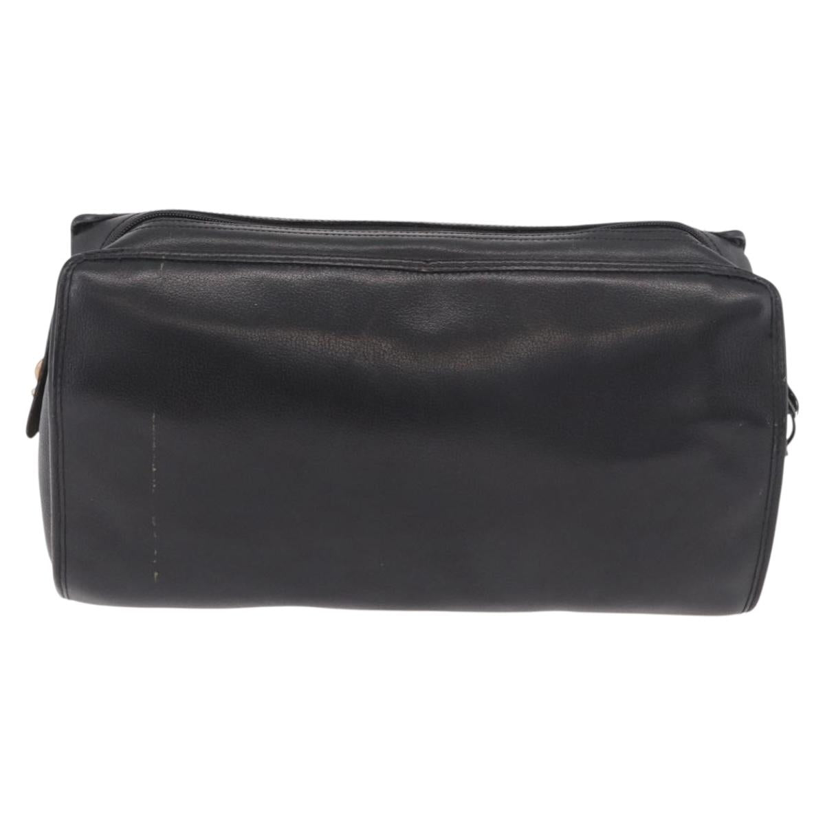 Christian Dior Shoulder Bag Leather Black Gold Auth bs35919