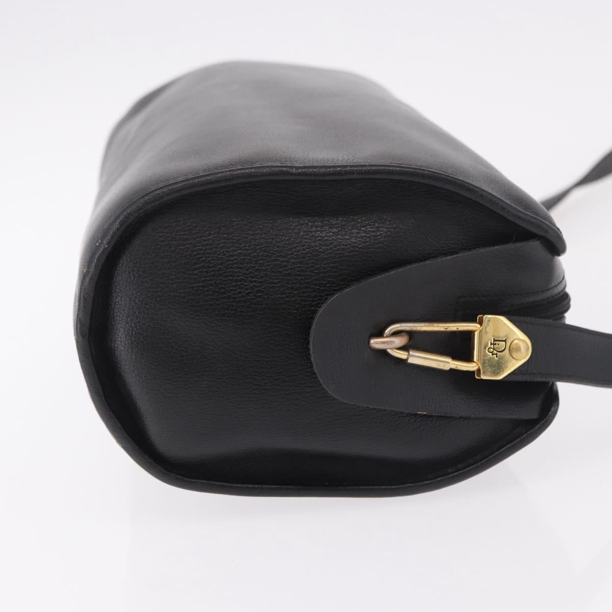 Christian Dior Shoulder Bag Leather Black Gold Auth bs35919
