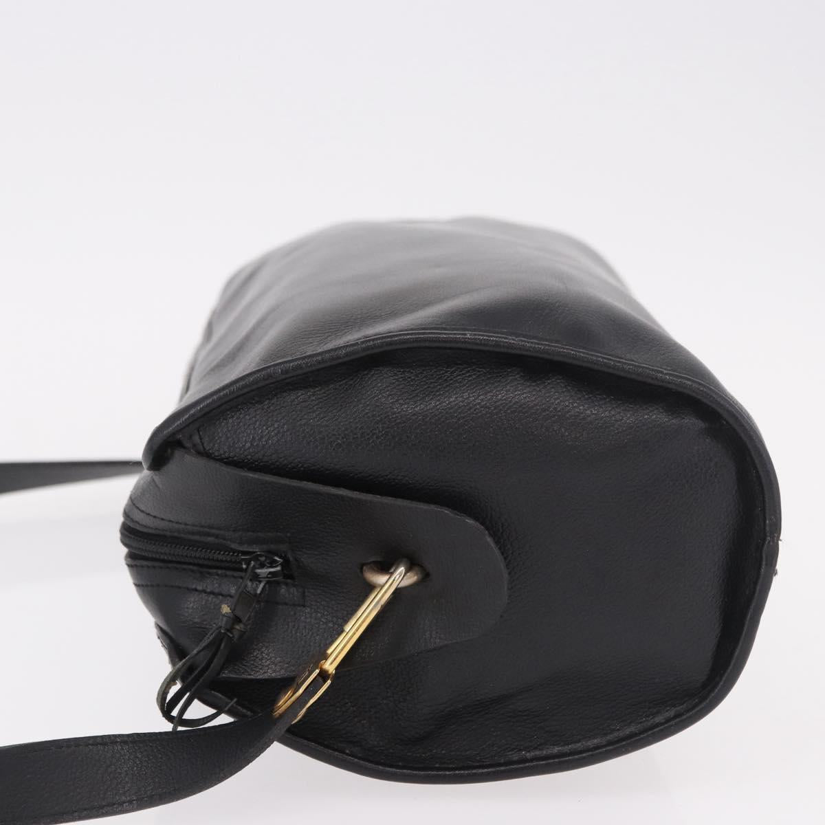 Christian Dior Shoulder Bag Leather Black Gold Auth bs35919