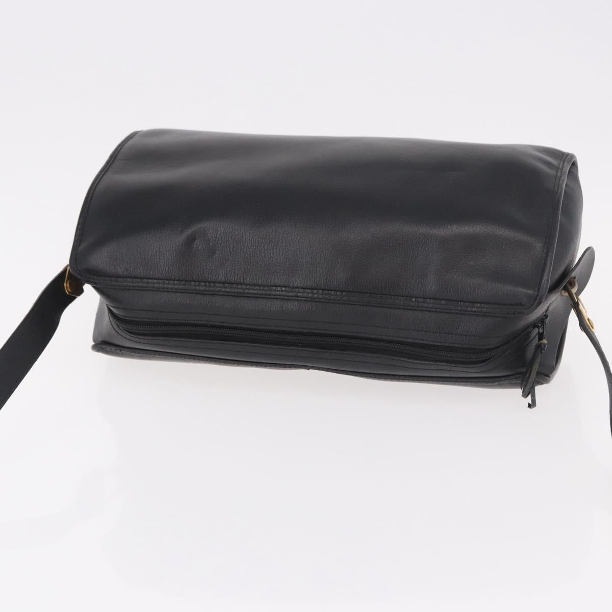 Christian Dior Shoulder Bag Leather Black Gold Auth bs35919