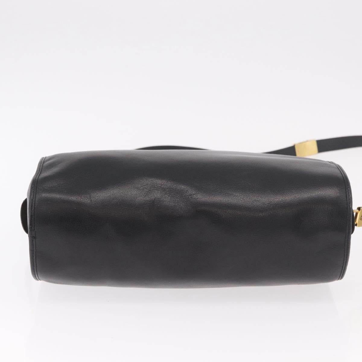 Christian Dior Shoulder Bag Leather Black Gold Auth bs35919