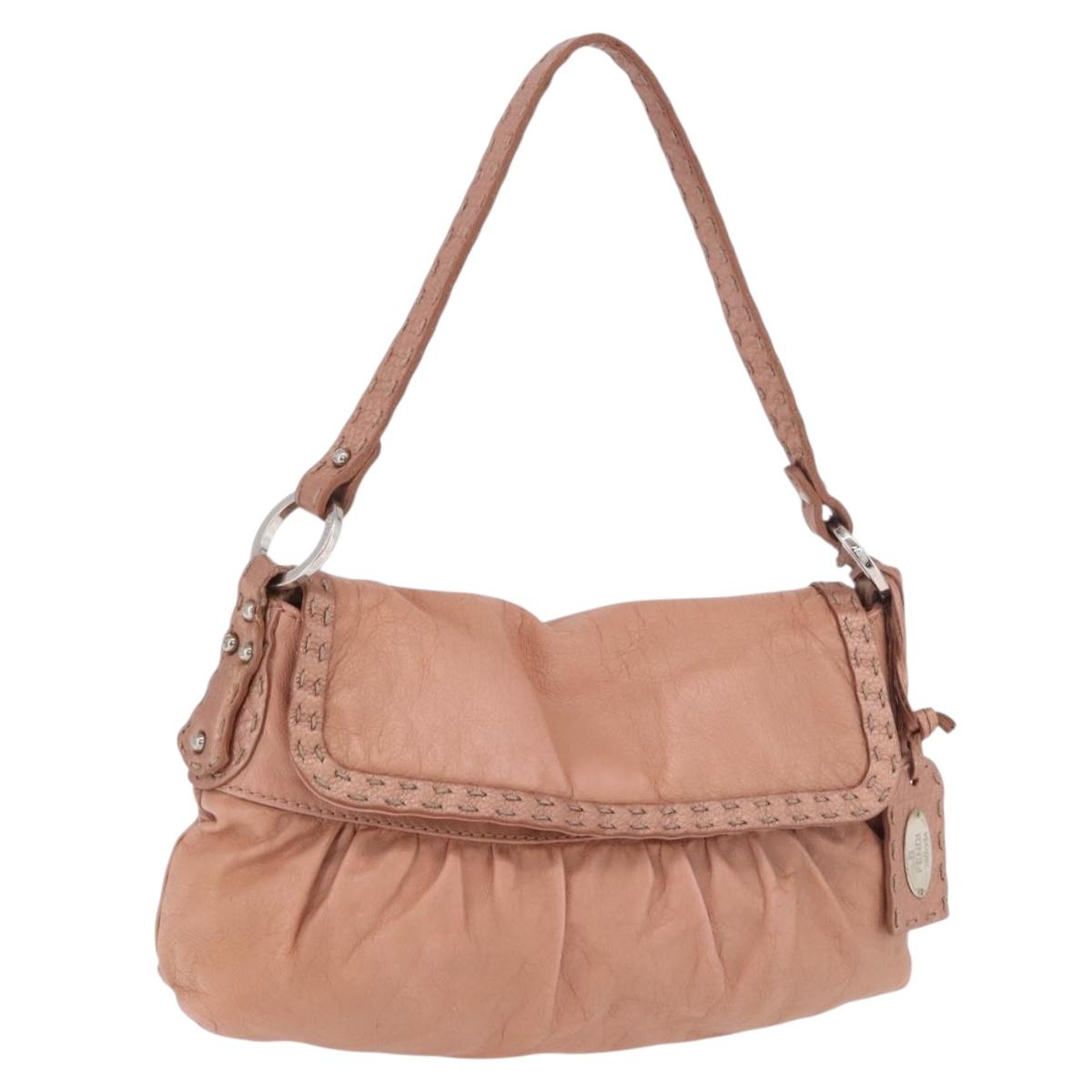 FENDI Celeria Hand Bag Leather Pink Silver 8BR355 Auth bs35921