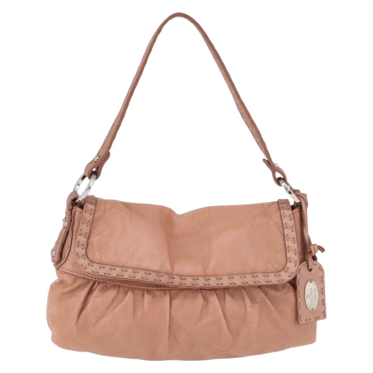 FENDI Celeria Hand Bag Leather Pink Silver 8BR355 Auth bs35921