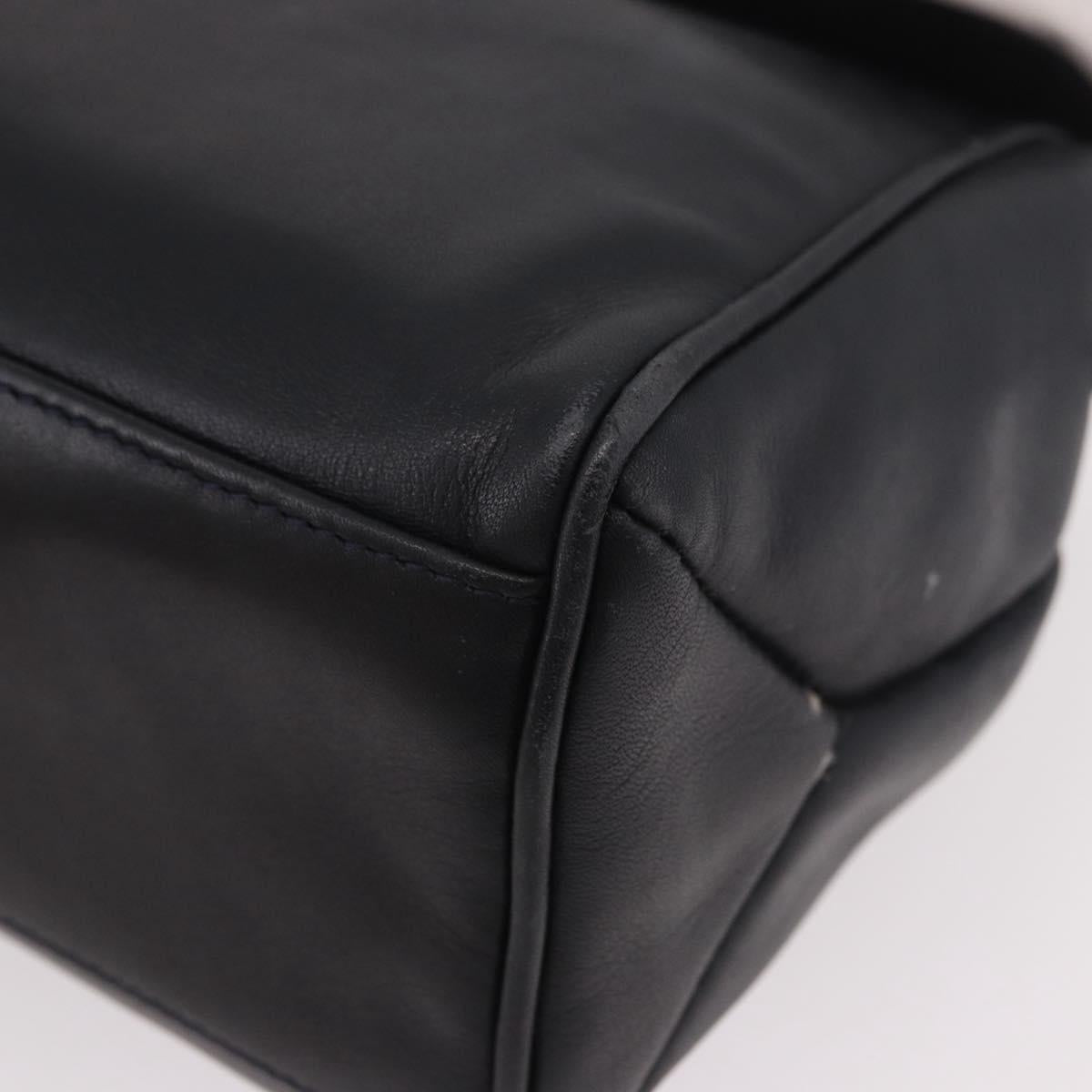 FENDI Hand Bag Leather 2way Black Auth bs35922