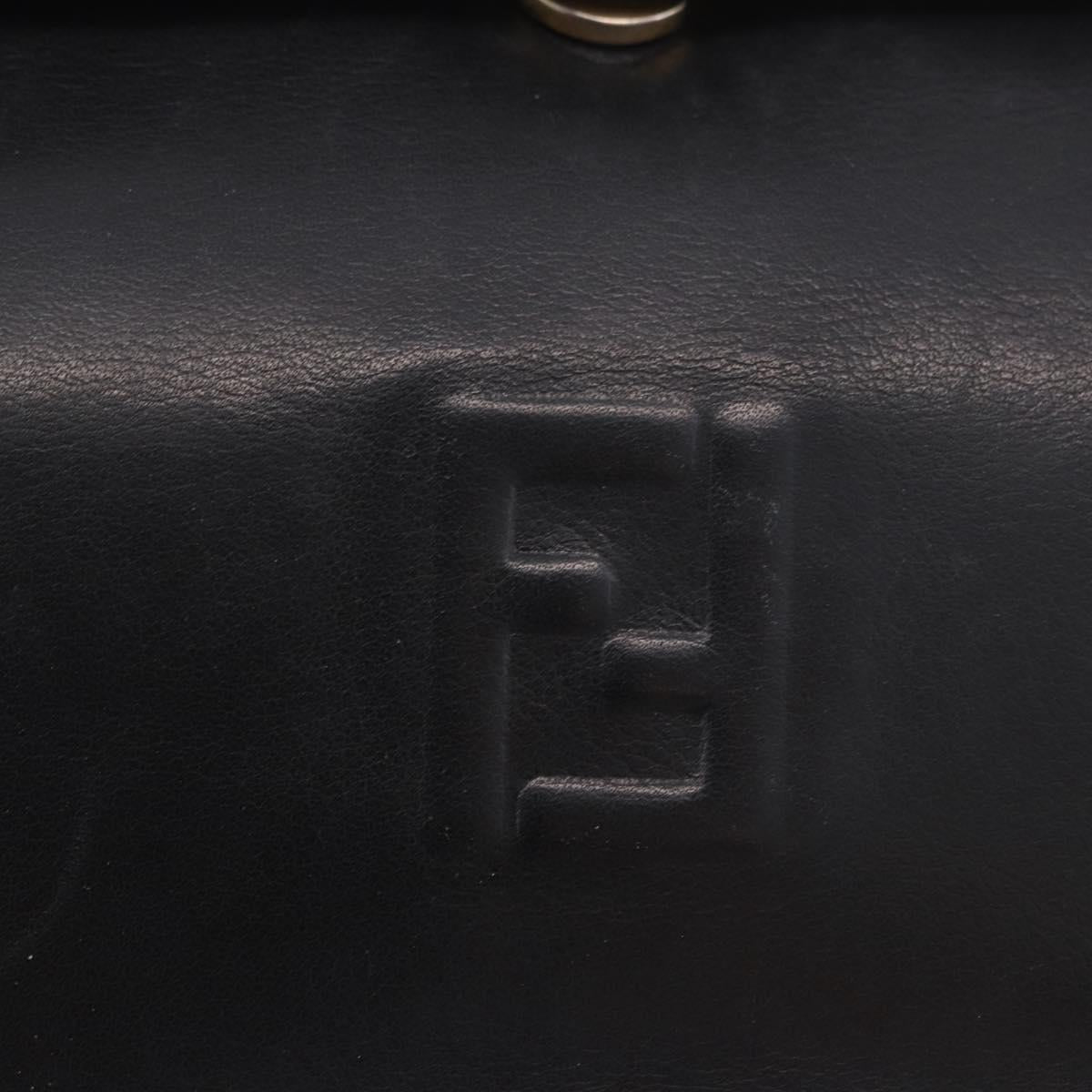 FENDI Hand Bag Leather 2way Black Auth bs35922