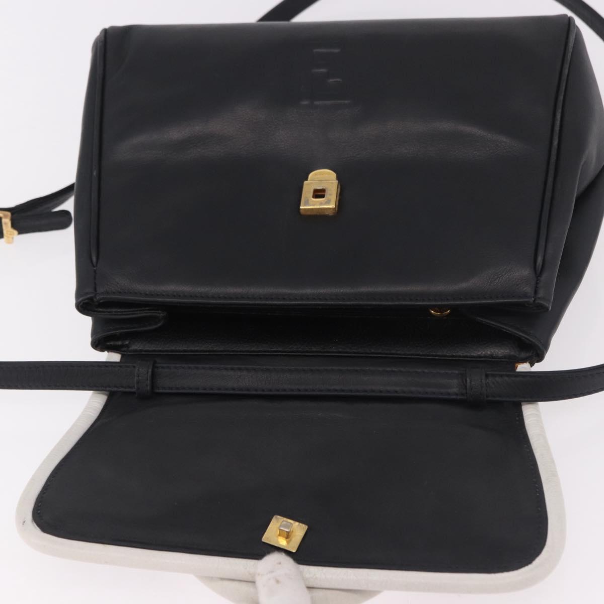 FENDI Hand Bag Leather 2way Black Auth bs35922