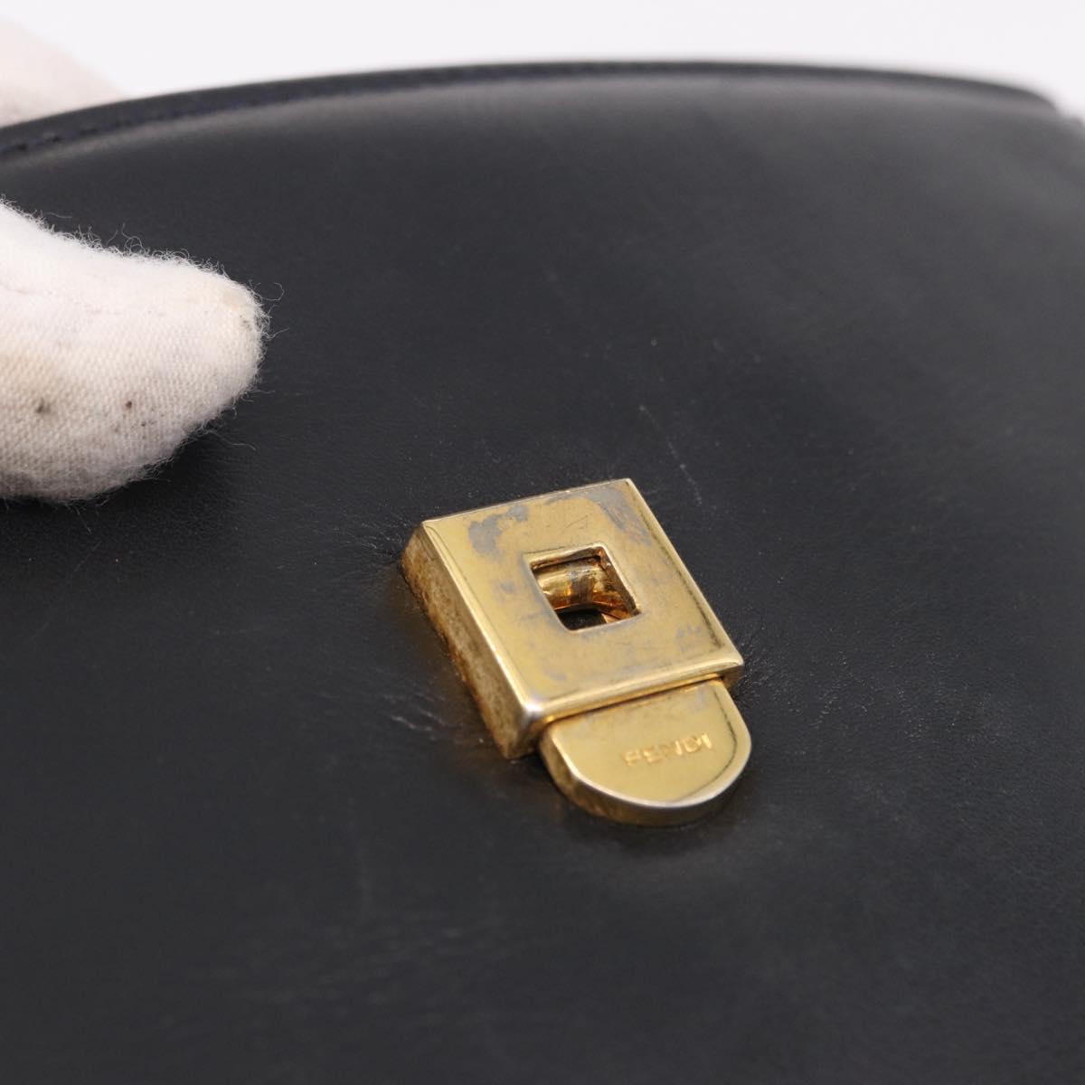 FENDI Hand Bag Leather 2way Black Auth bs35922