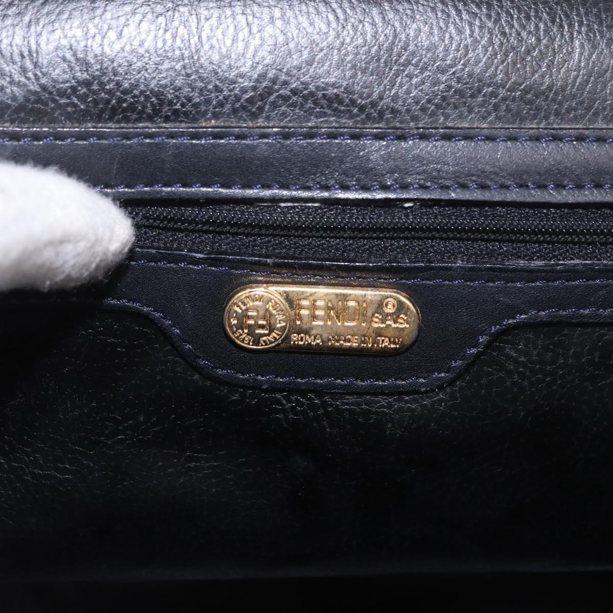 FENDI Hand Bag Leather 2way Black Auth bs35922