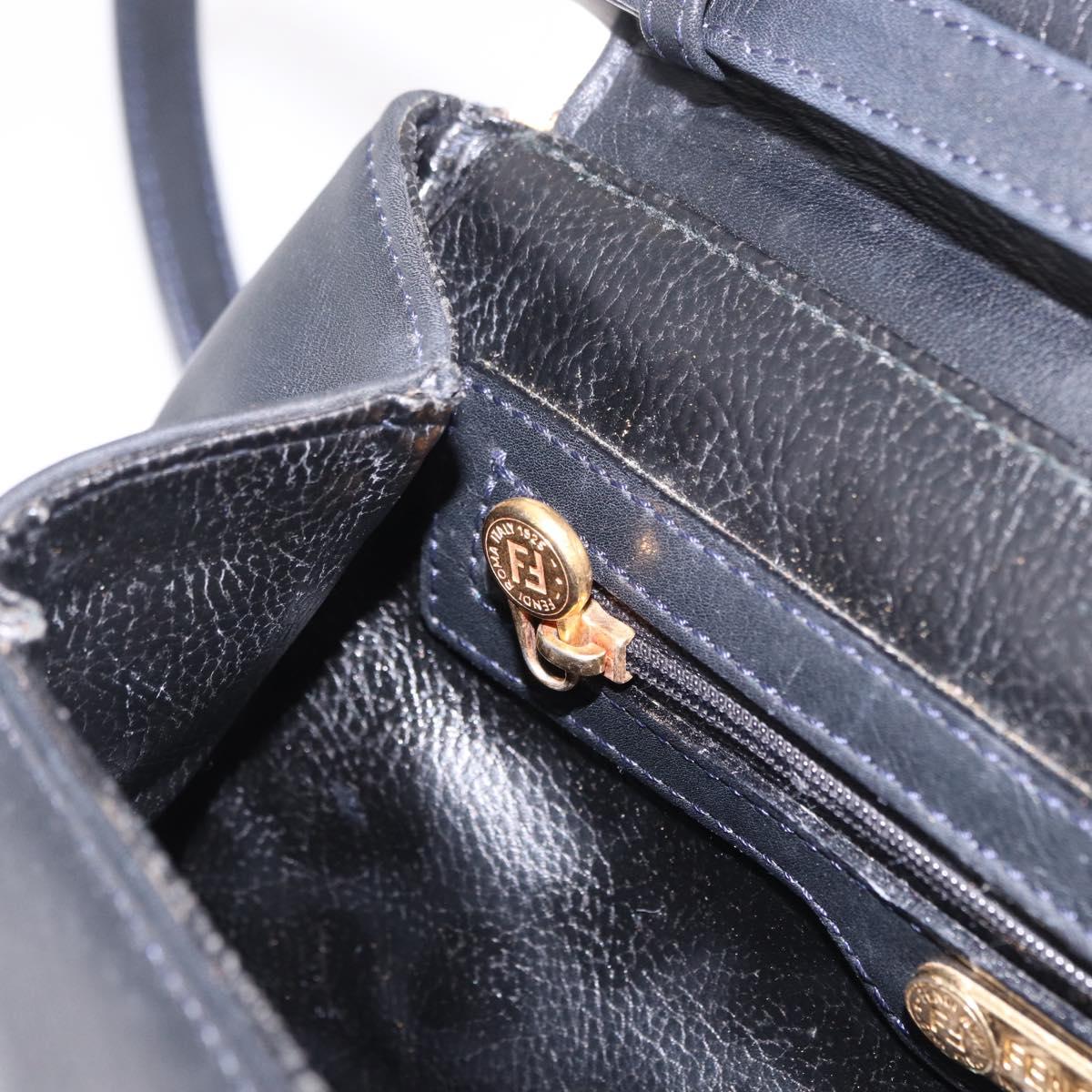 FENDI Hand Bag Leather 2way Black Auth bs35922
