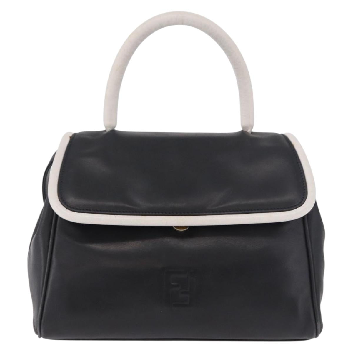 FENDI Hand Bag Leather 2way Black Auth bs35922