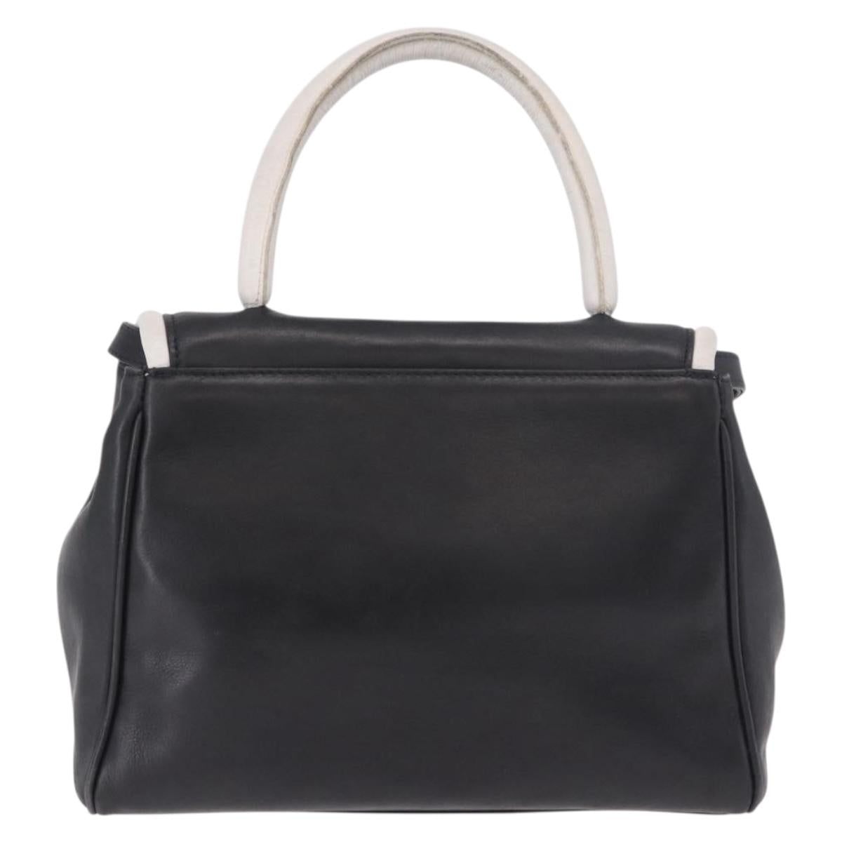 FENDI Hand Bag Leather 2way Black Auth bs35922