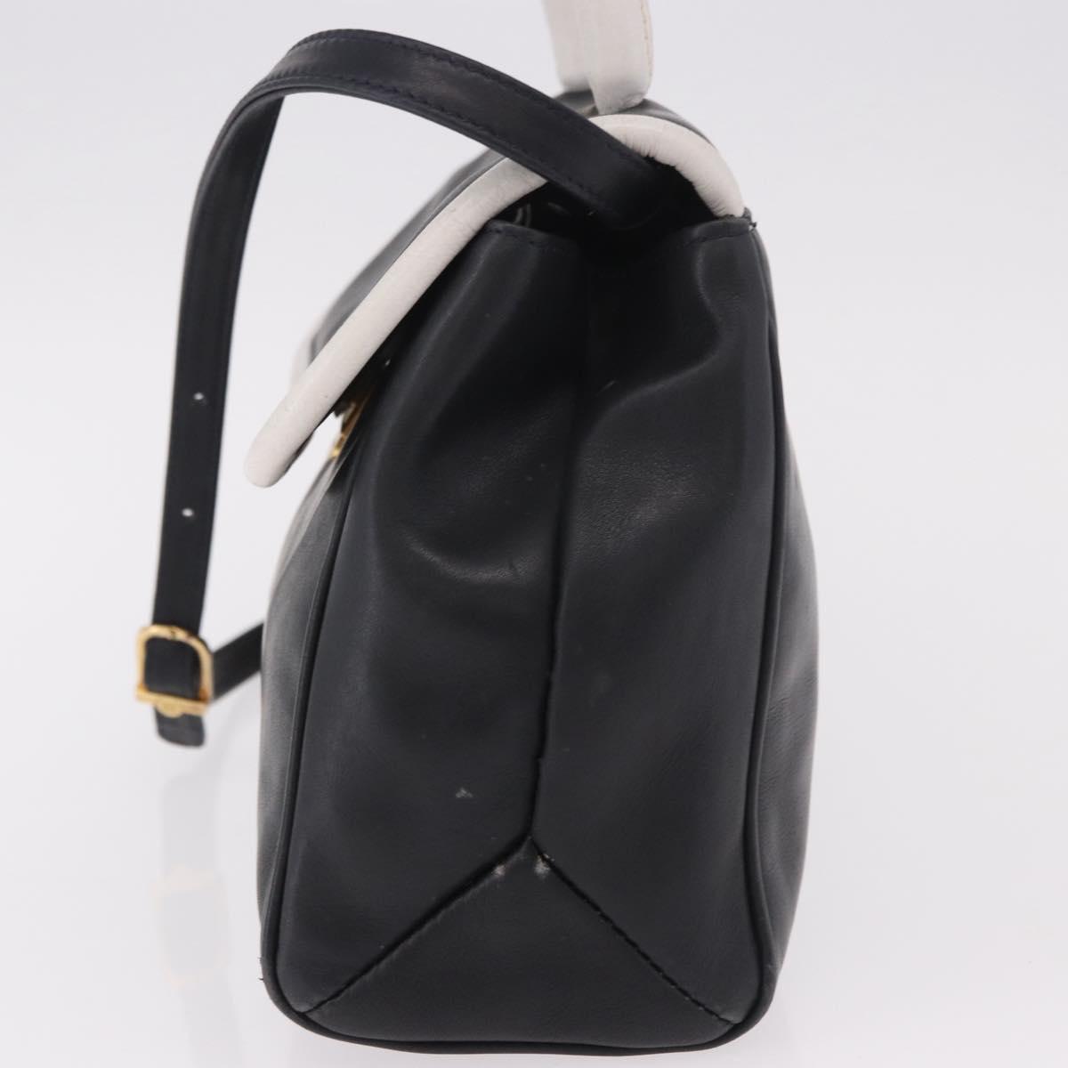 FENDI Hand Bag Leather 2way Black Auth bs35922