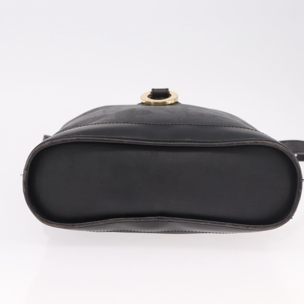 Christian Dior Trotter Shoulder Bag PVC Black Gold Auth bs35923