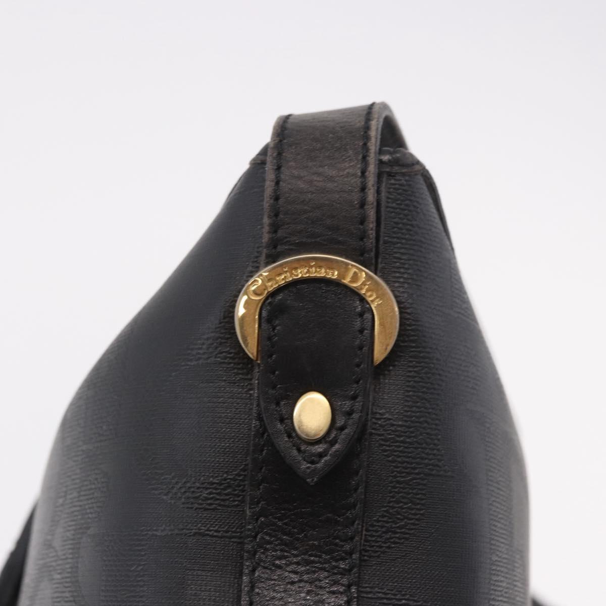 Christian Dior Trotter Shoulder Bag PVC Black Gold Auth bs35923