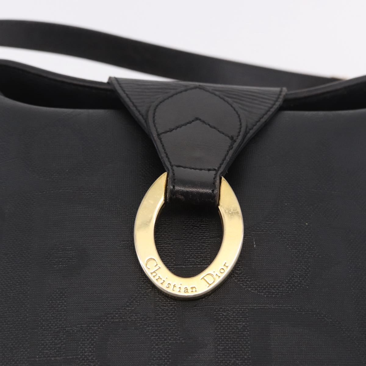 Christian Dior Trotter Shoulder Bag PVC Black Gold Auth bs35923