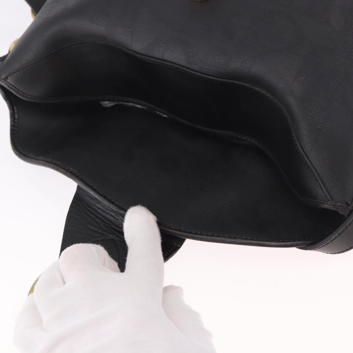 Christian Dior Trotter Shoulder Bag PVC Black Gold Auth bs35923