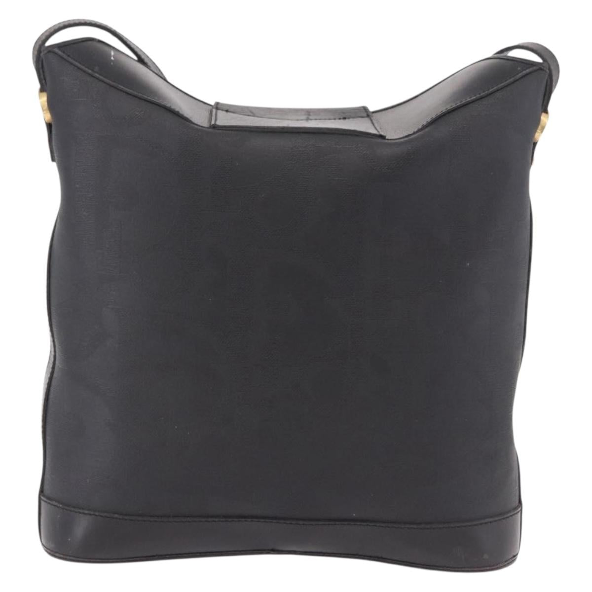 Christian Dior Trotter Shoulder Bag PVC Black Gold Auth bs35923