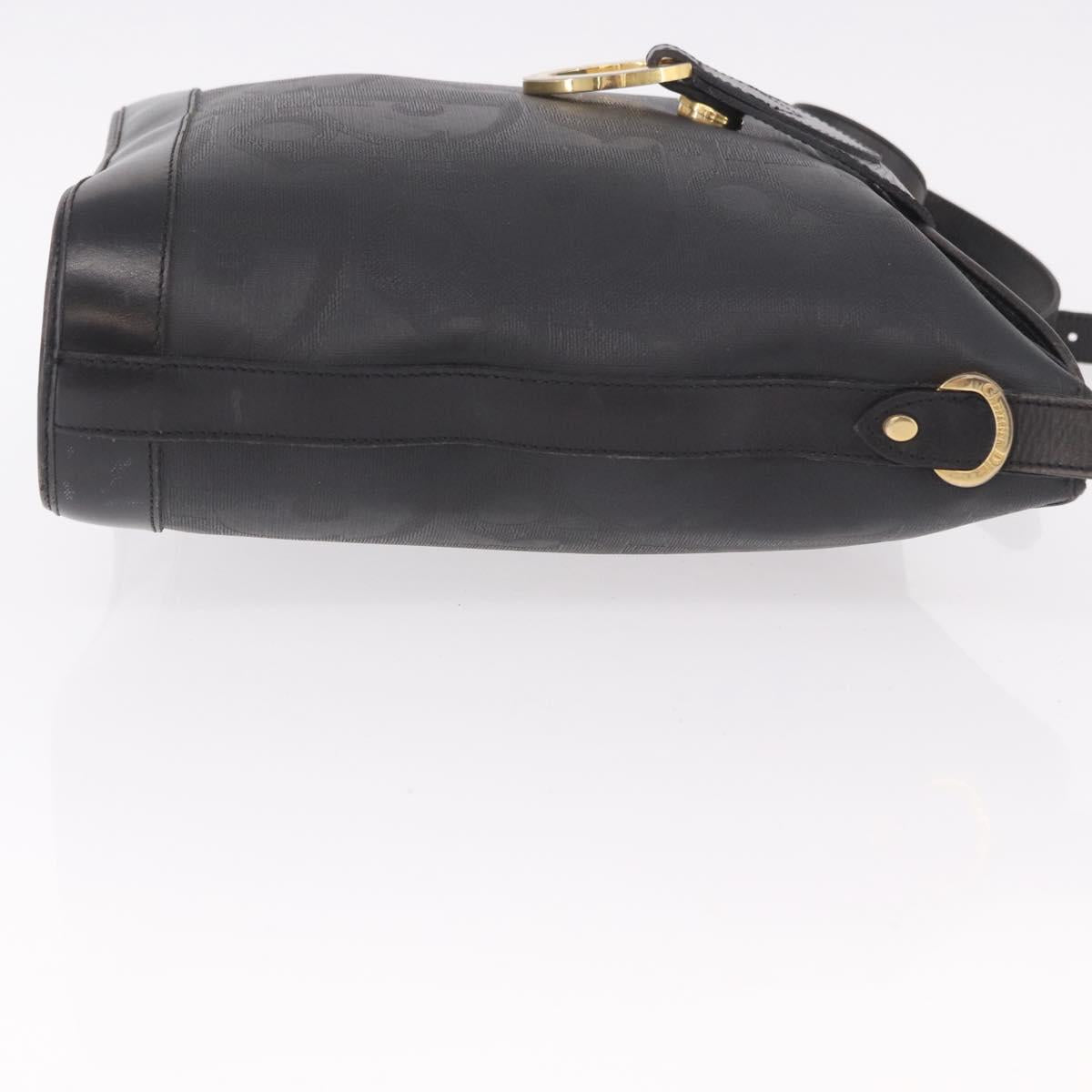 Christian Dior Trotter Shoulder Bag PVC Black Gold Auth bs35923