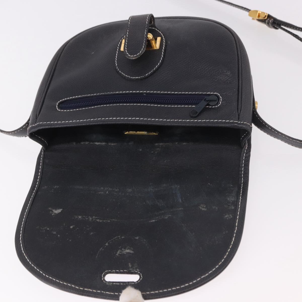LOEWE Anagram Shoulder Bag Navy Gold Auth bs35924