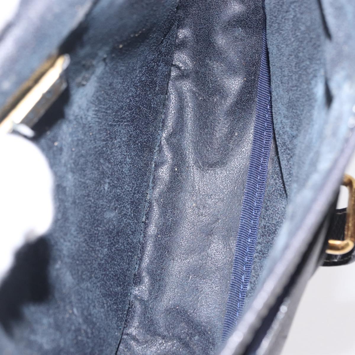 LOEWE Anagram Shoulder Bag Navy Gold Auth bs35924