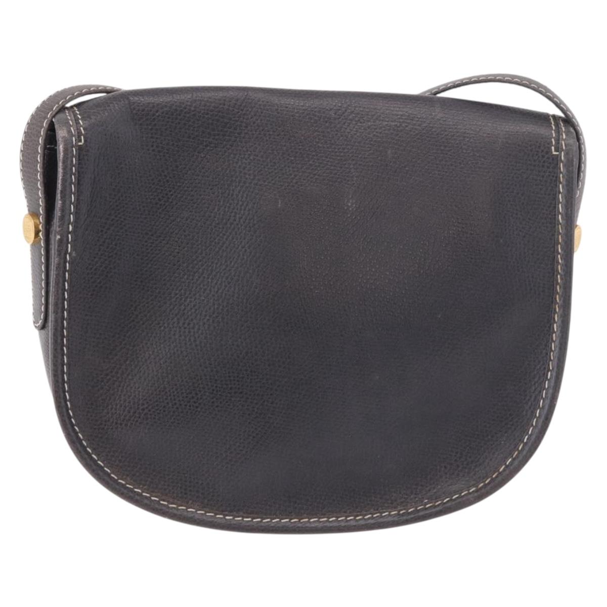 LOEWE Anagram Shoulder Bag Navy Gold Auth bs35924