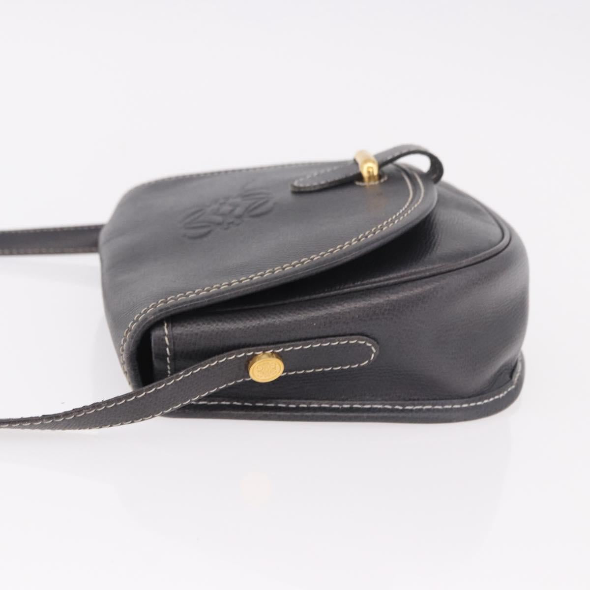 LOEWE Anagram Shoulder Bag Navy Gold Auth bs35924
