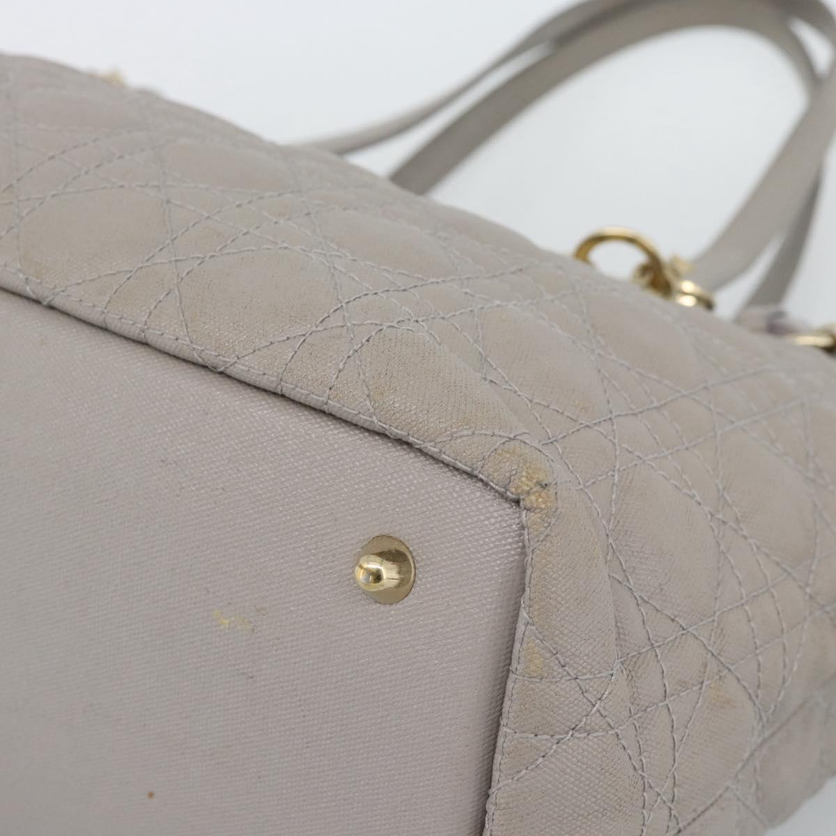 Christian Dior Canage Tote Bag Canvas Gray Gold Auth bs35925