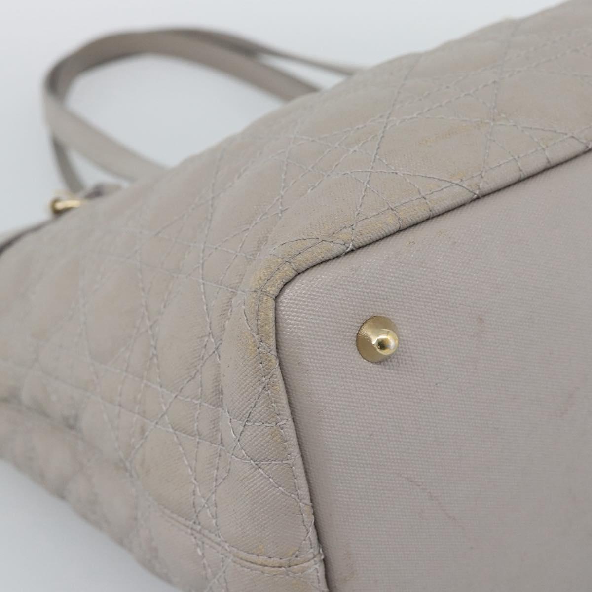 Christian Dior Canage Tote Bag Canvas Gray Gold Auth bs35925