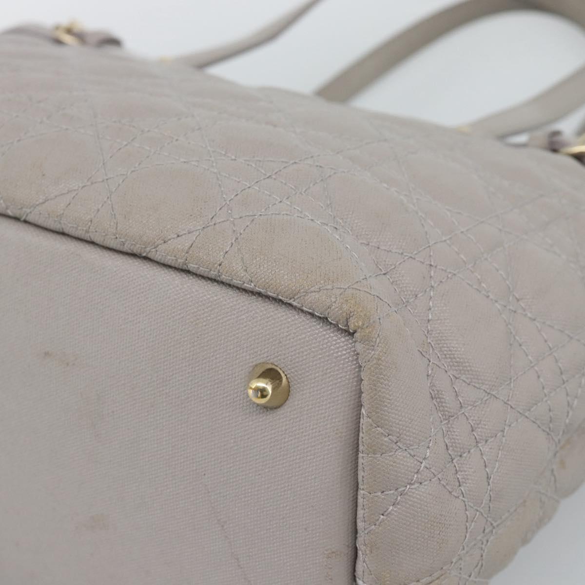 Christian Dior Canage Tote Bag Canvas Gray Gold Auth bs35925
