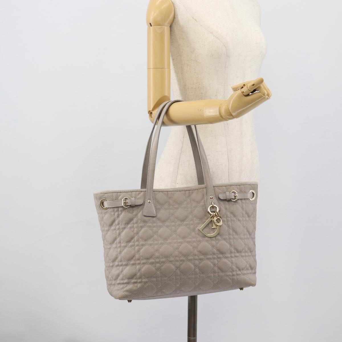 Christian Dior Canage Tote Bag Canvas Gray Gold Auth bs35925