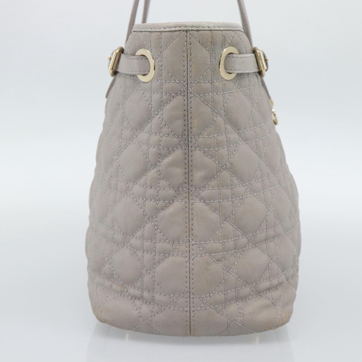 Christian Dior Canage Tote Bag Canvas Gray Gold Auth bs35925
