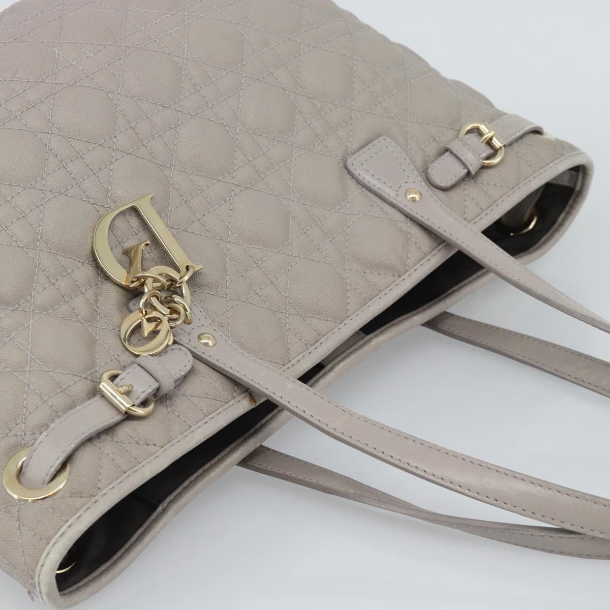 Christian Dior Canage Tote Bag Canvas Gray Gold Auth bs35925
