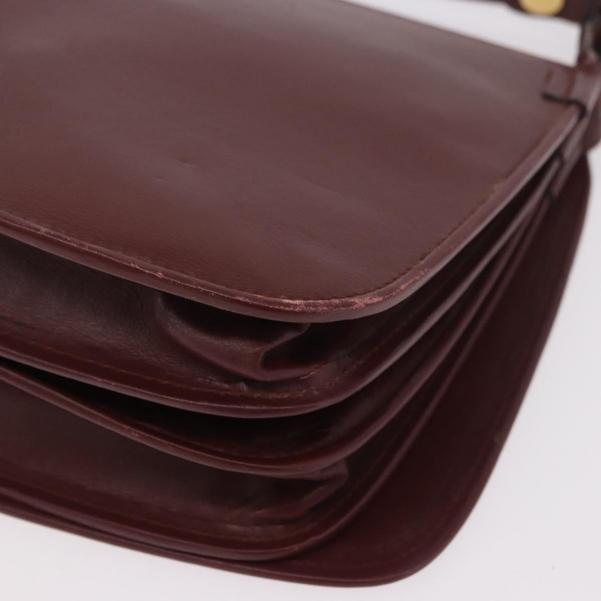 CARTIER Must Line Shoulder Bag Bordeaux Gold Auth bs35926