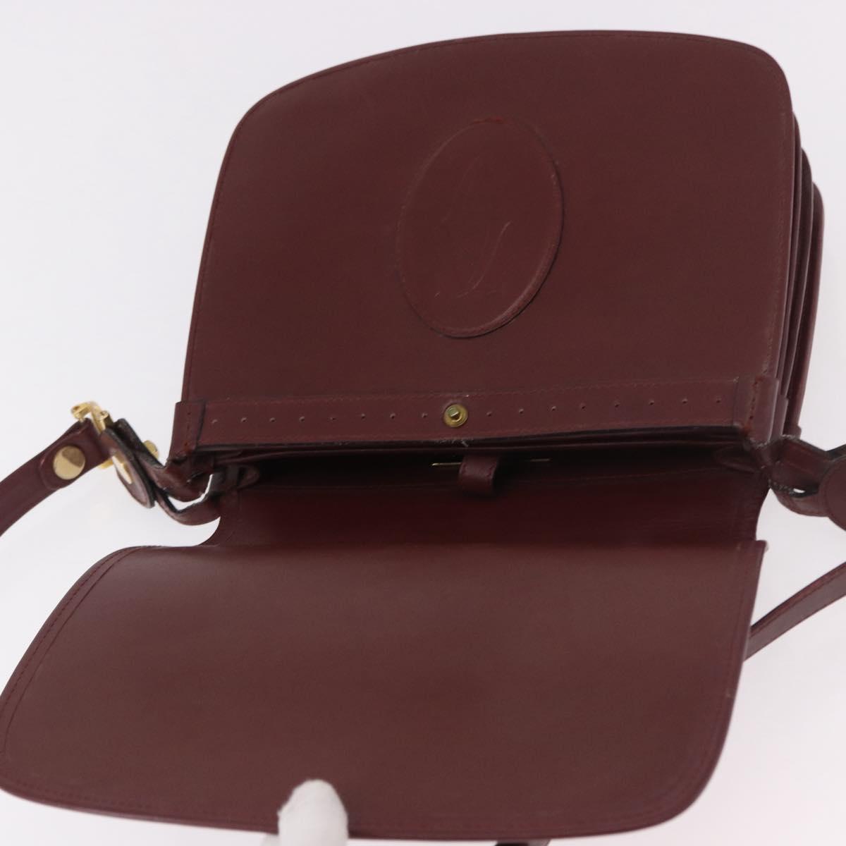 CARTIER Must Line Shoulder Bag Bordeaux Gold Auth bs35926