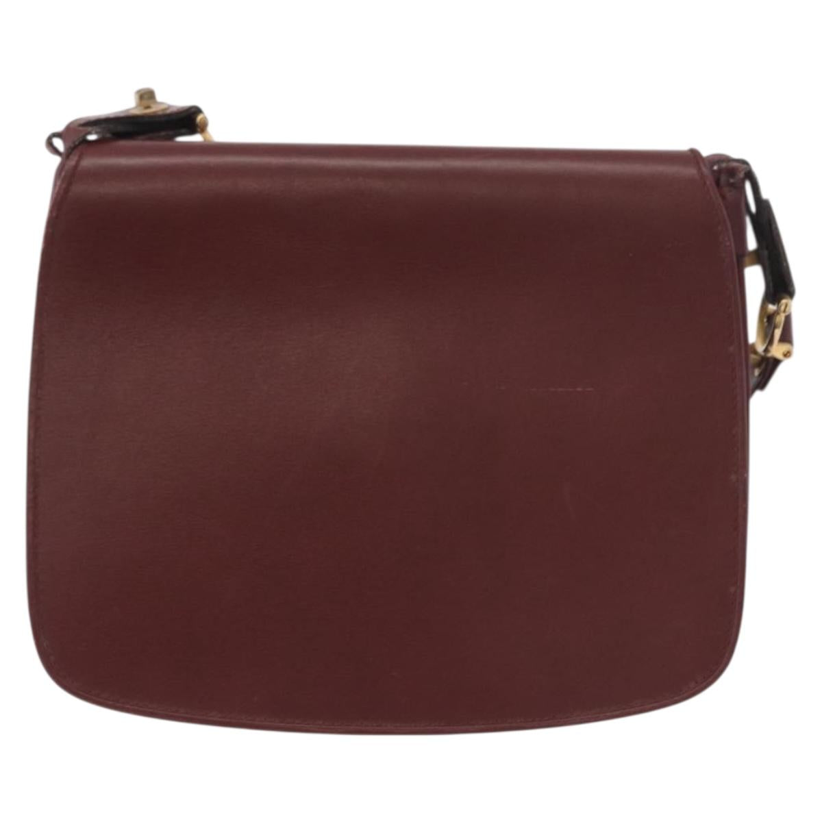 CARTIER Must Line Shoulder Bag Bordeaux Gold Auth bs35926