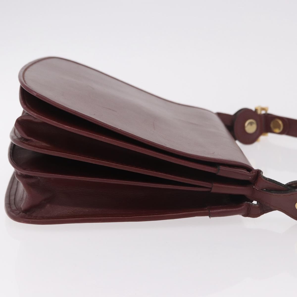CARTIER Must Line Shoulder Bag Bordeaux Gold Auth bs35926