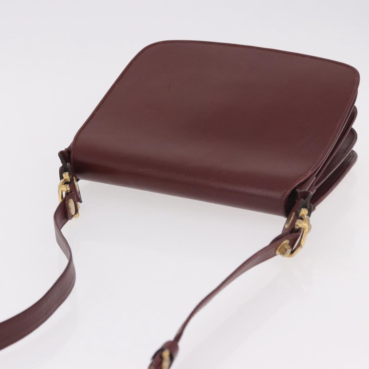 CARTIER Must Line Shoulder Bag Bordeaux Gold Auth bs35926