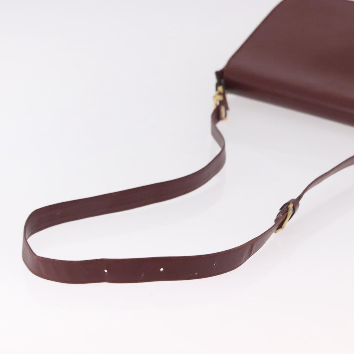 CARTIER Must Line Shoulder Bag Bordeaux Gold Auth bs35926
