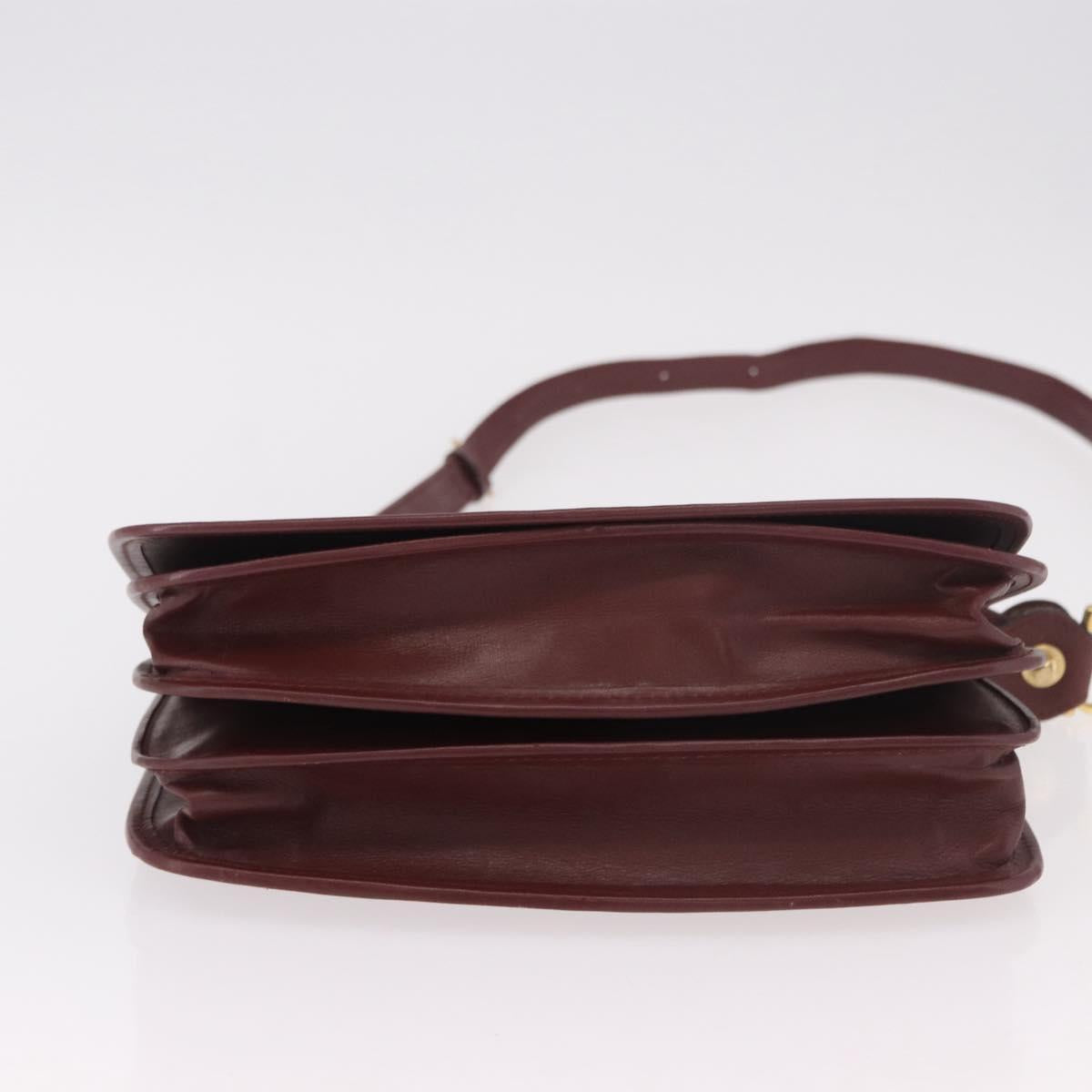 CARTIER Must Line Shoulder Bag Bordeaux Gold Auth bs35926