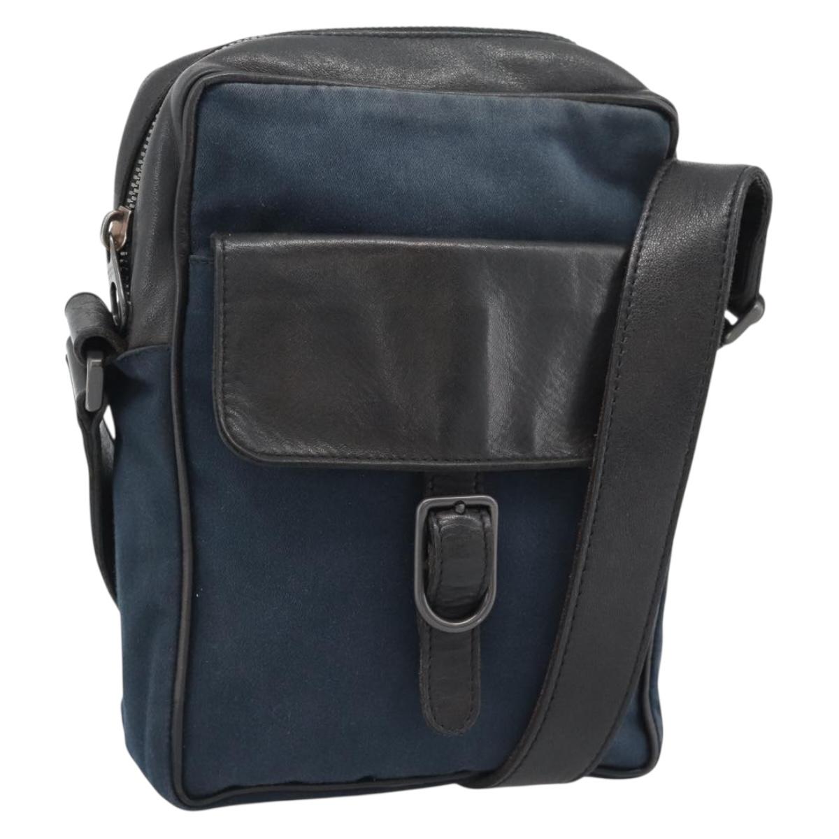 BOTTEGA VENETA Shoulder Bag Canvas Navy 113097 Auth bs35933