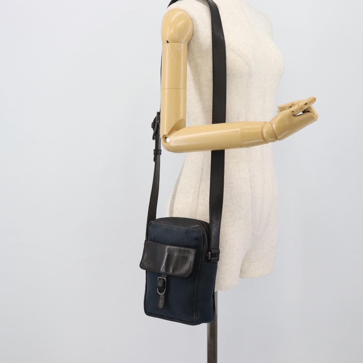 BOTTEGA VENETA Shoulder Bag Canvas Navy 113097 Auth bs35933