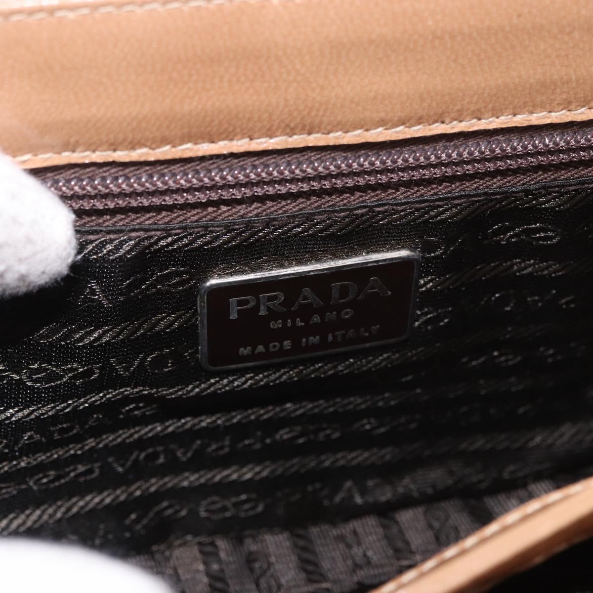 PRADA Shoulder Bag Harako leather Beige Silver Auth bs35934V
