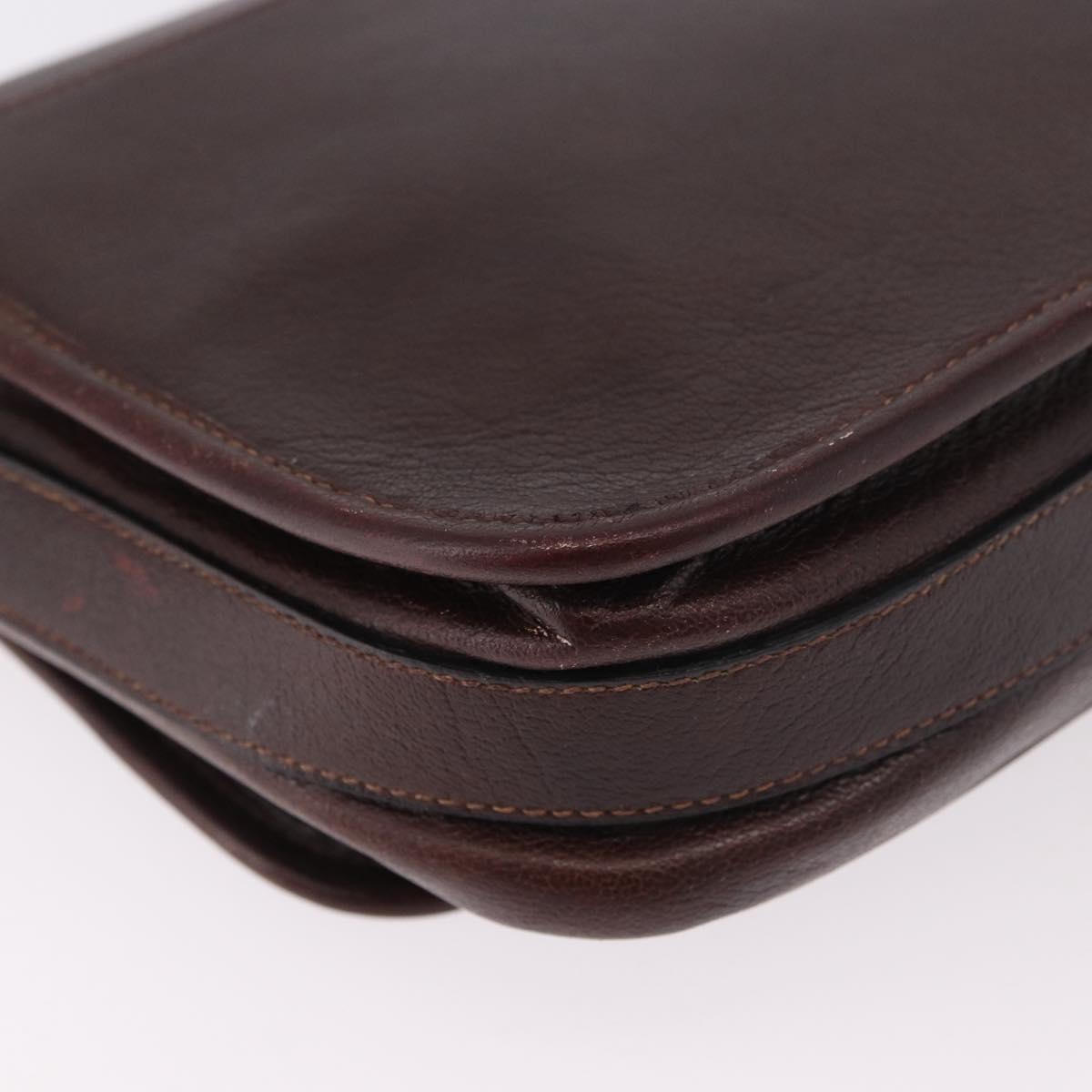 CELINE Shoulder Bag Leather Dark Brown Gold Auth bs35935
